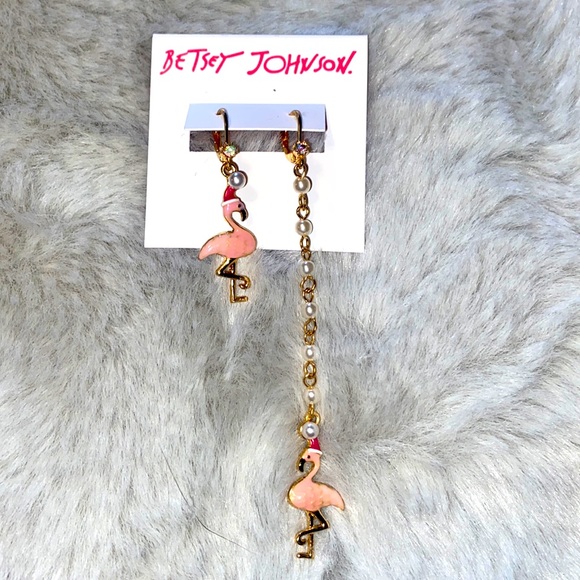 Betsey Johnson Jewelry - Betsey Johnson Short/Long Flamingo Earrings